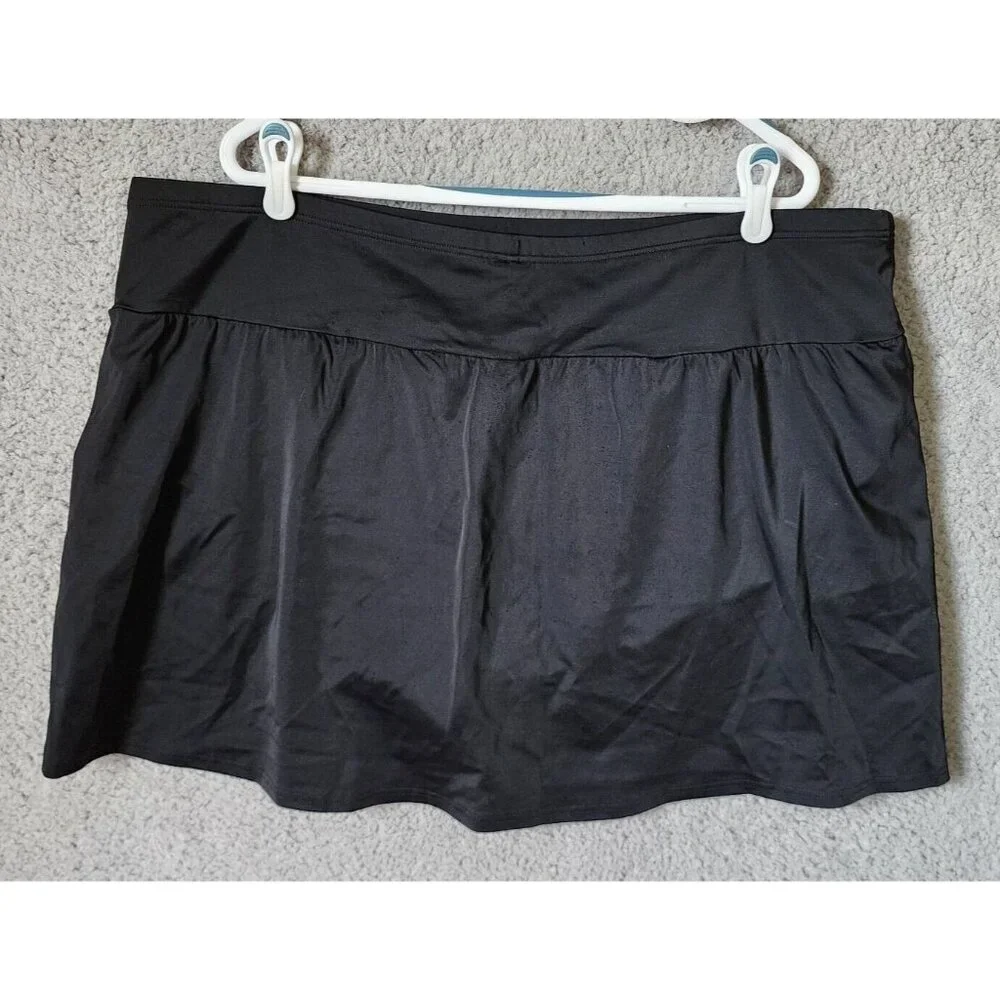Lands' End Women's Swimsuit Bottoms Skort‎ Skirt Beach Solid Black Plus Size 24W
